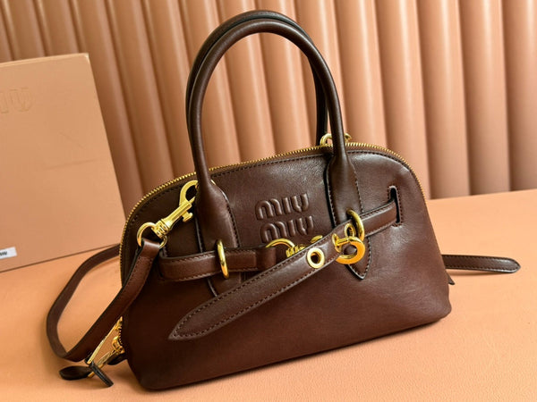 Briarwood Aventure Nappa Leather Top-handle Bag 28cm Chocolate 231055