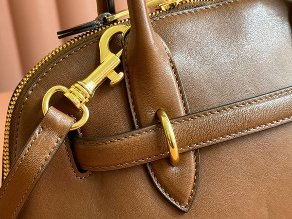 Briarwood Aventure Nappa Leather Top-handle Bag 28cm Brown 231057