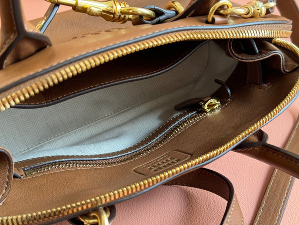 Briarwood Aventure Nappa Leather Top-handle Bag 28cm Brown 231057