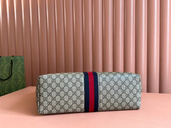 Gucci Ophidia 38cm Bag Ebony White Leather Canvas 244457