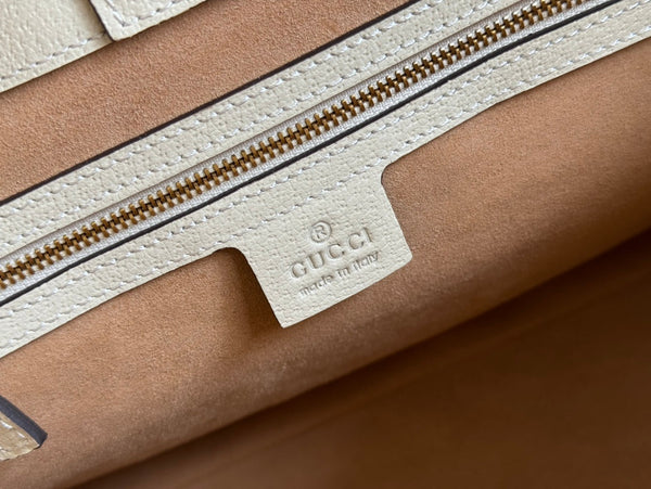 Gucci Ophidia 38cm Bag Ebony White Leather Canvas 244457