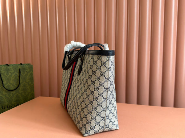 Borsa Gucci Ophidia 38cm in pelle nera ebano e tela 244456