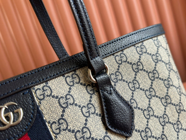 Borsa Gucci Ophidia 38cm in pelle nera ebano e tela 244456