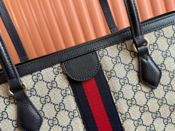 Borsa Gucci Ophidia 38cm in pelle nera ebano e tela 244456