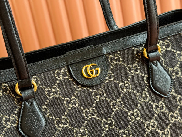 Gucci Ophidia 38cm Bag Black Leather Canvas 244459