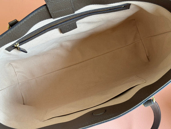 Gucci Ophidia 38cm Bag Beige Brown Leather Canvas 244455