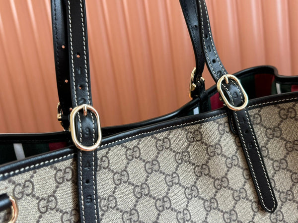 Gucci Ophidia 36cm Bag Ebony Black Canvas 248557