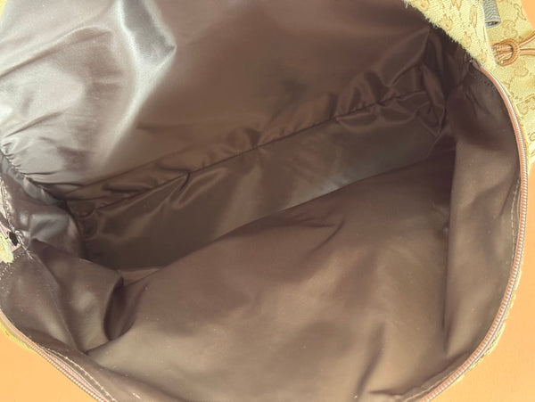 ZAINO MEDIO 40 IN TELA BEIGE ED EBANO