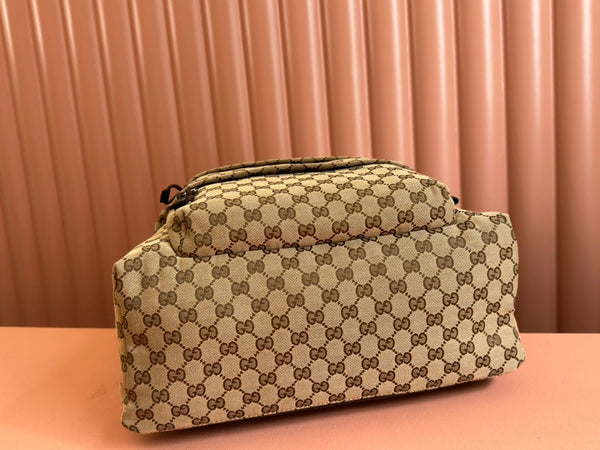 ZAINO MEDIO 40 IN TELA BEIGE ED EBANO