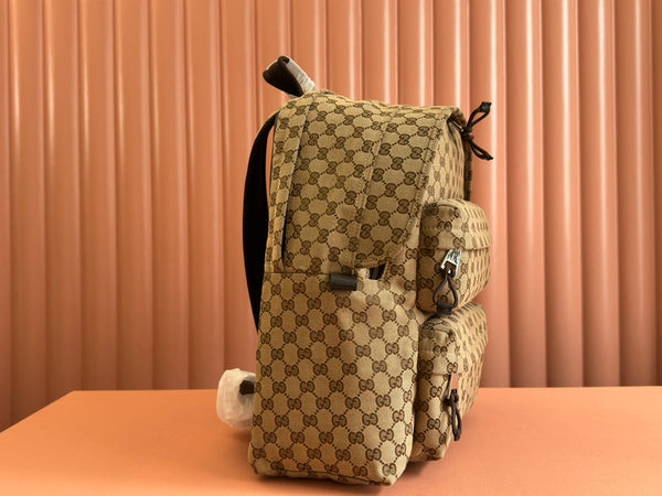 ZAINO MEDIO 40 IN TELA BEIGE ED EBANO