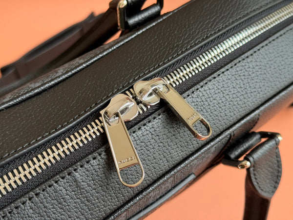 Gucci Briefcase 36.5cm Black Leather Canvas 239949