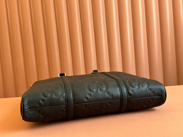 Gucci Medium Bag 42cm Black Embossed Leather 248521