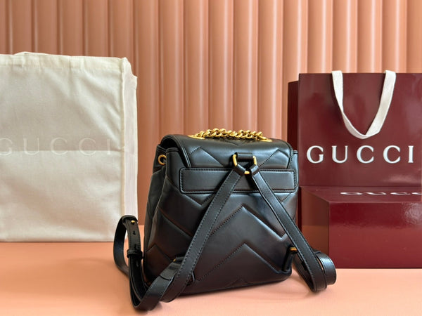 Gucci GG Marmont Backpack Black Leather 248169