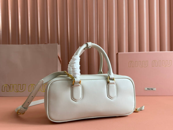 ARCADIE BAG 27 IN WHITE CALFSKIN EMBOSSED LOGO