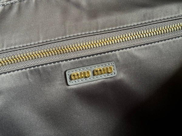 BEAU TOP HANDLE BAG 34 IN DARK GREY SMOOTH CALFSKIN