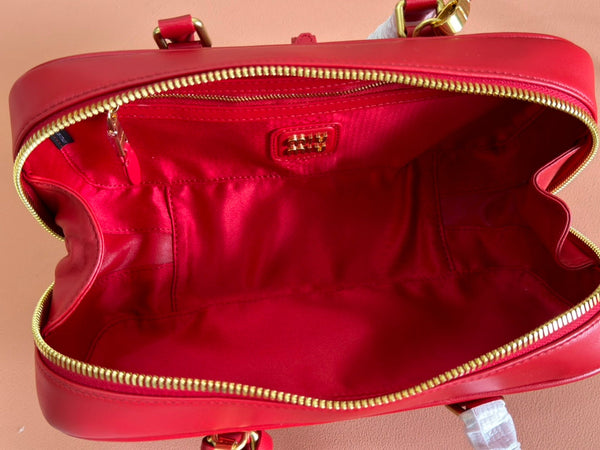 ARCADIE MATELASSÉ BAG 27 IN CERISE RED CALFSKIN GOLD HARDWARE