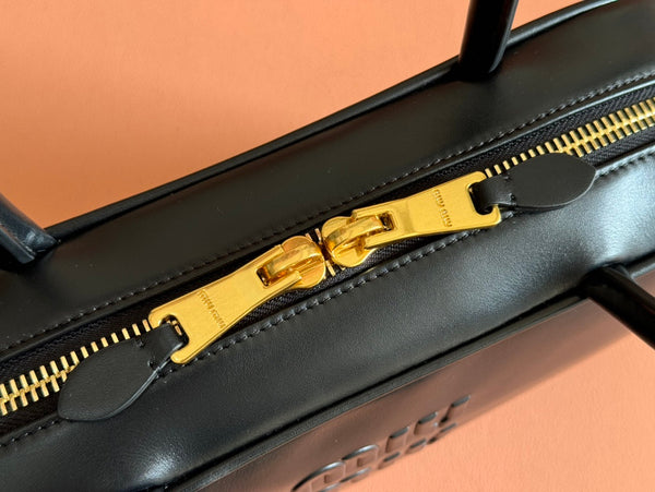 Miu Beau Top-Handle Bag 29 Black Leather 239691