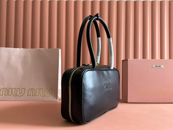 Miu Beau Top-Handle Bag 29 Black Leather 239691