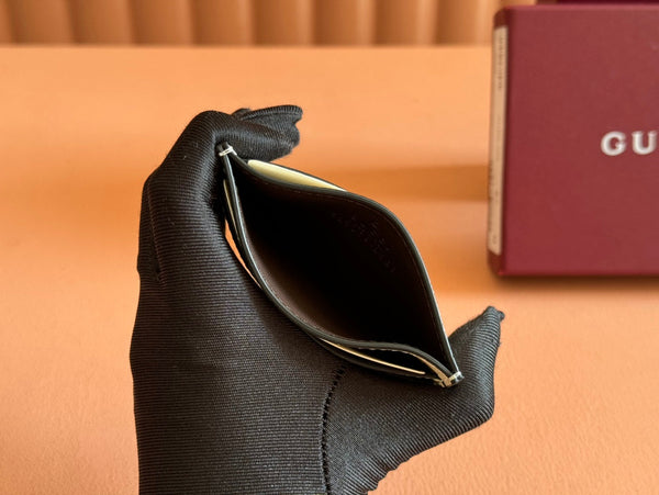 Portafoglio porta carte Gucci Ophidia in pelle di tela beige ebano 239964