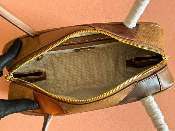 Miu Patchwork Bag 28 Brown Leather 239790