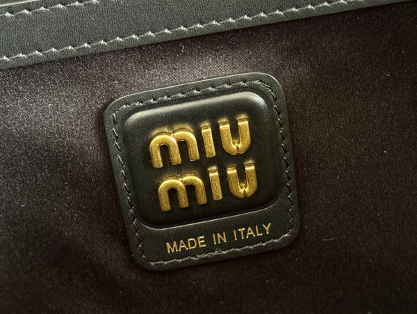 Miu Beau Top-Handle Bag 34cm Black Leather 239697