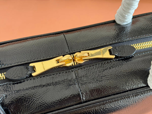 Miu Beau Top-Handle Bag 34cm Black Leather 239697