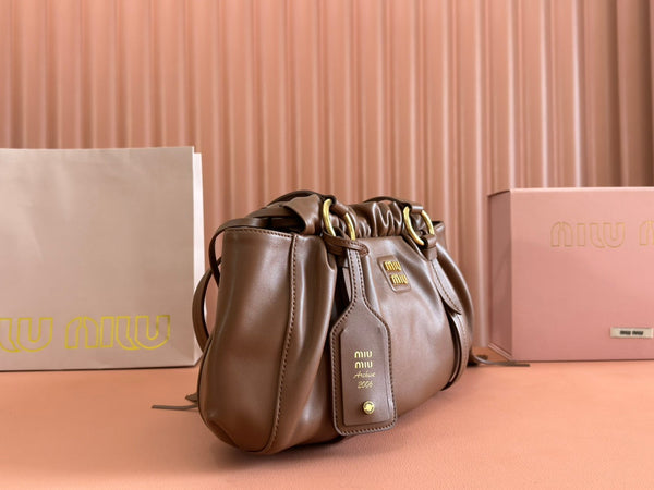 BORSA A MANO JOIE 32 IN PELLE DI AGNELLO LUCIDA MARRONE