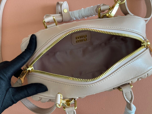 ARCADIE MATELASSÉ BAG 22 IN MISCHKA BEIGE LAMBSKIN