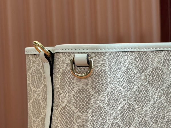 Gucci Ophidia 20.5cm Bag Beige White Canvas 239673