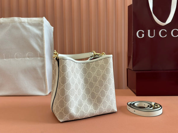 Gucci Ophidia 20.5cm Bag Beige White Canvas 239673