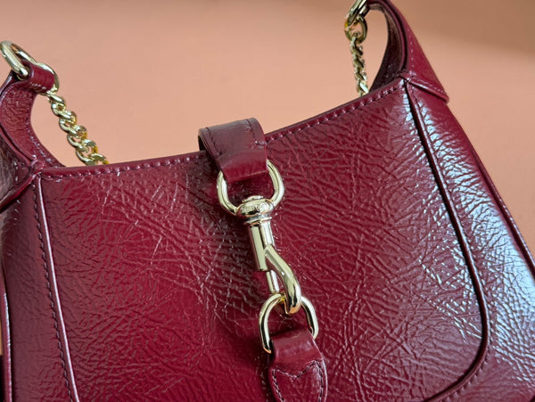 Gucci Jackie Notte Bag Rosso Ancora Red Patent Leather 248415