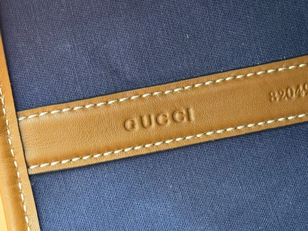 Sac cabas Gucci Totissima 22 cm mélange de denim bleu et cuir marron 248432