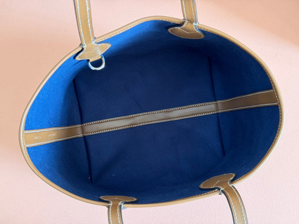 Sac cabas Gucci Totissima 22 cm mélange de denim bleu et cuir marron 248432