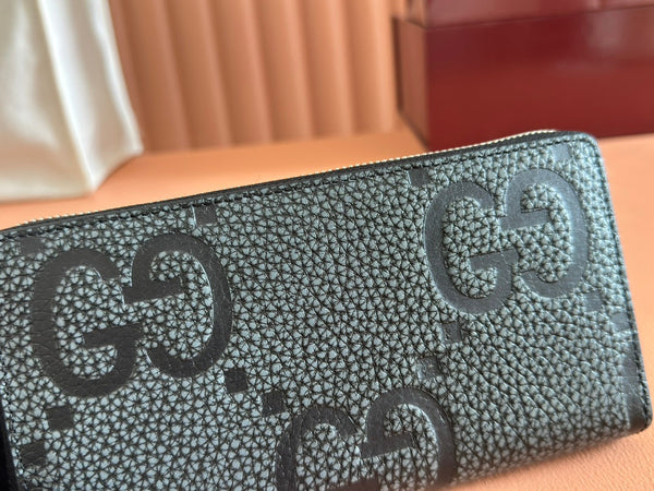 Portafoglio lungo Gucci in pelle nera e grigia 248424