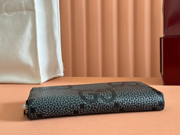 Portafoglio lungo Gucci in pelle nera e grigia 248424