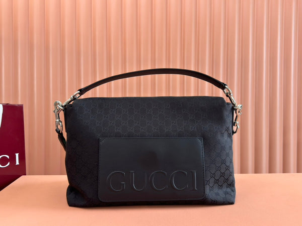 Gucci 36cm Bag Black Canvas Leather 248456