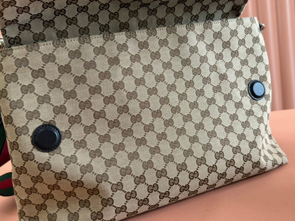 Gucci 36cm Bag Beige Brown mix Black Canvas Leather 248455