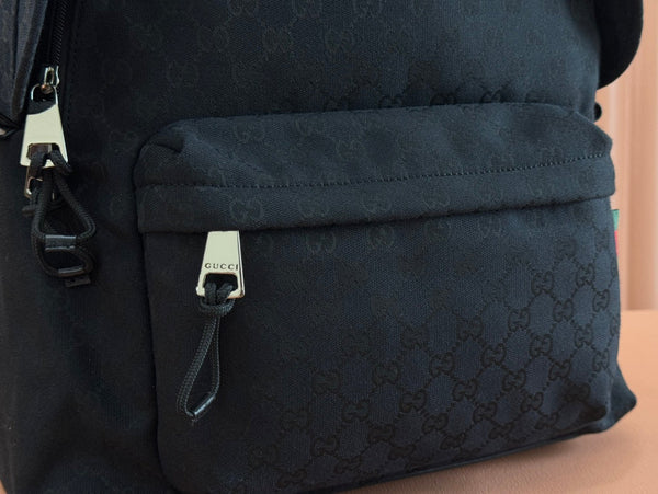 Gucci Backpack Black Canvas Leather 248447