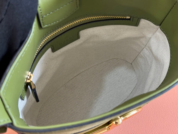 Gucci 73 Mini 20cm Bucket Bag Green Suede Leather 244449