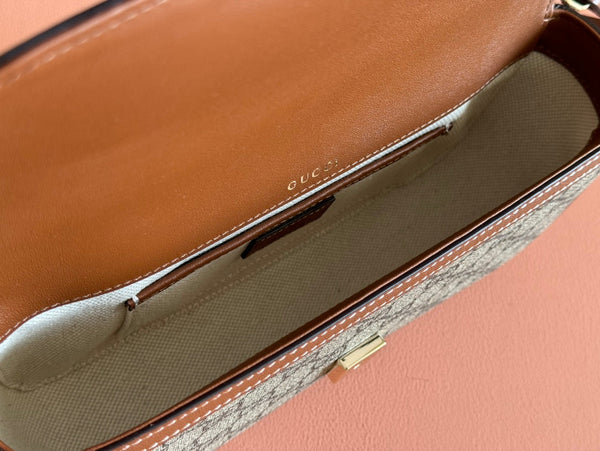 Gucci Horsebit 1995 Bag Beige mix Brown Calfskin canvas