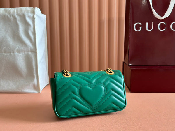 Gucci GG Marmont 22 Bag Green Calfskin Gold Hardware 248371