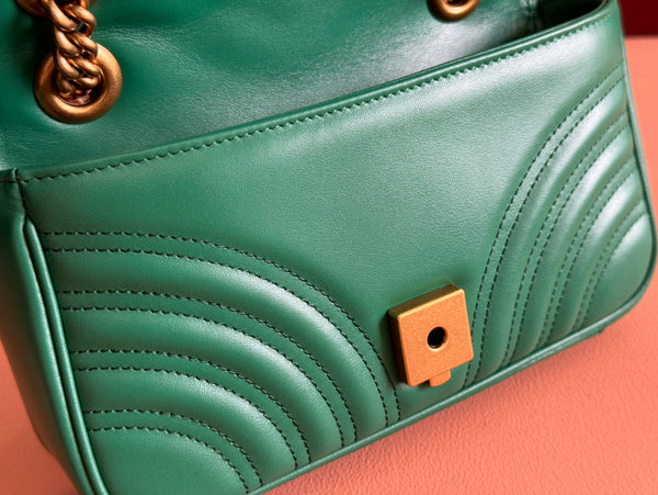 Gucci GG Marmont 22 Bag Green Calfskin Gold Hardware 248371