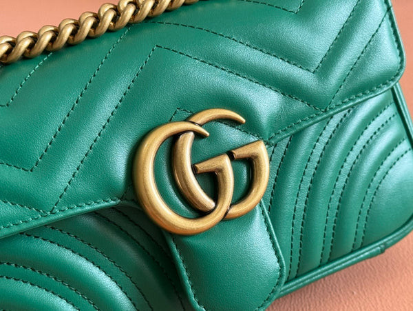Gucci GG Marmont 22 Bag Green Calfskin Gold Hardware 248371