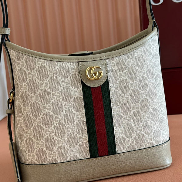 Gucci Ophidia 23cm Bag Beige White Canvas Leather 248271