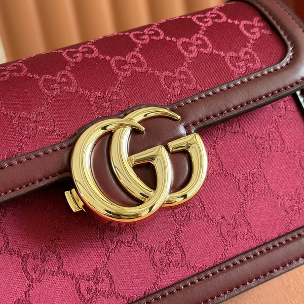 Gucci GO Small Shoulder Bag Burgundy Leather Canvas 248114