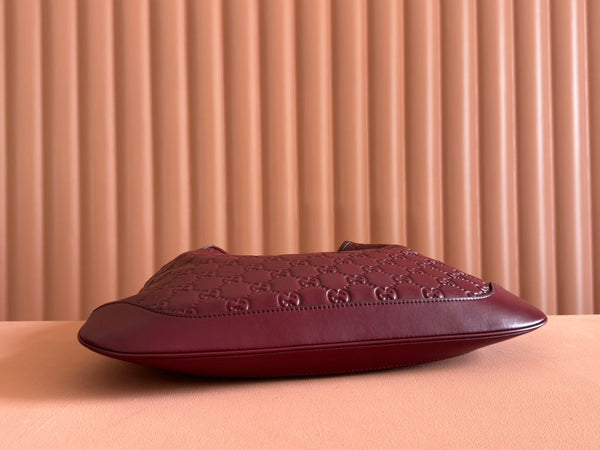 Gucci Body Double Lock Handbag Rosso Ancora Red Embossed Leather 248136