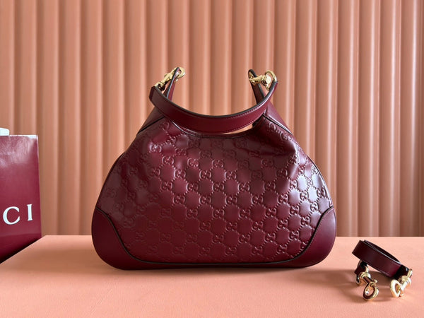 Gucci Body Double Lock Handbag Rosso Ancora Red Embossed Leather 248136