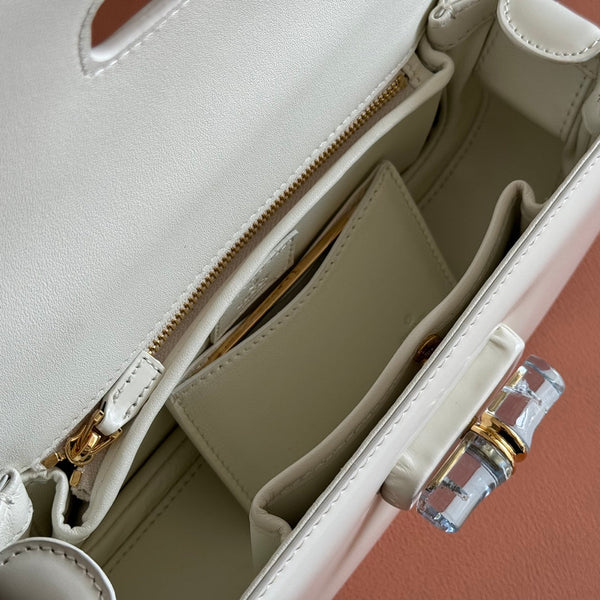 Gucci Bamboo Diva Bag White Leather 251029