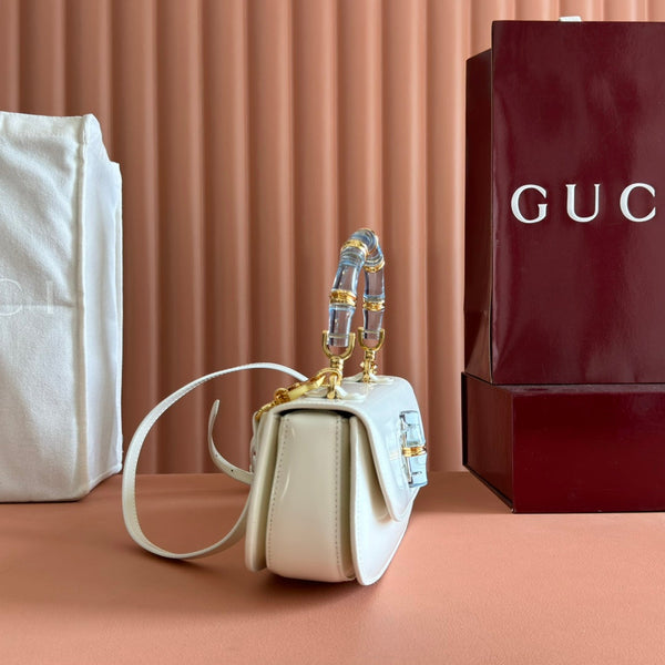 Gucci Bamboo Diva Bag White Leather 251029
