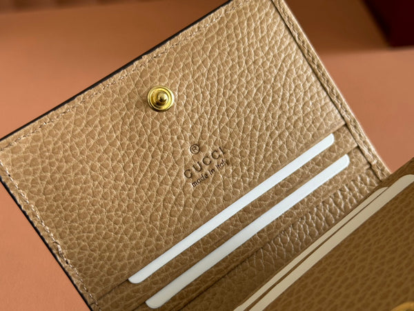 Gucci Marmont Wallet Beige mix Brown Canvas Leather 250959